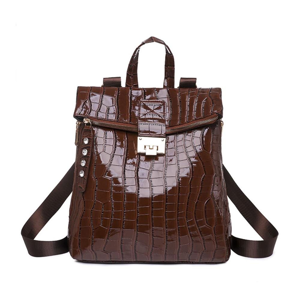 Luxuriöses Damen Leder Rucksackhandtaschen-Set mit hoher Kapazität in edlem Braun - Perfekt für Reisen Schule und Mode