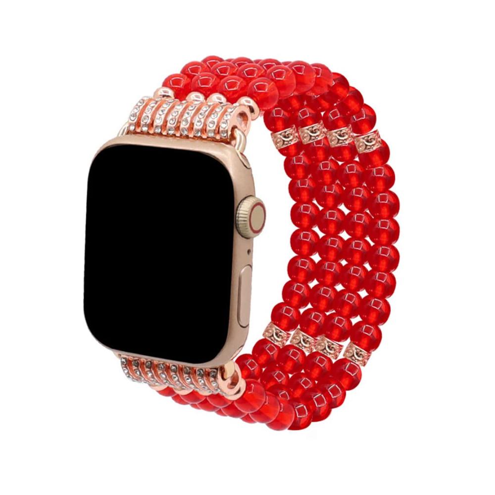 Handgemachte Perlen Armbänder für Apple Watch 38mm-45mm | Creyoo Uhrenarmband Serie 8/7/SE/6/5/4/3/2/1 | Elastische Stretch Ersatzbänder für Frauen und Mädchen