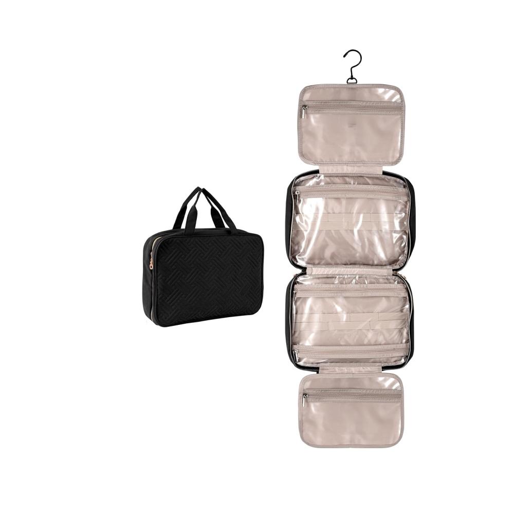 Garsumiss Kulturtasche Wasserfeste Reise-Kosmetiktasche mit Haken Schwarz - Ideale Aufbewahrung für Shampoo und Badzubehör