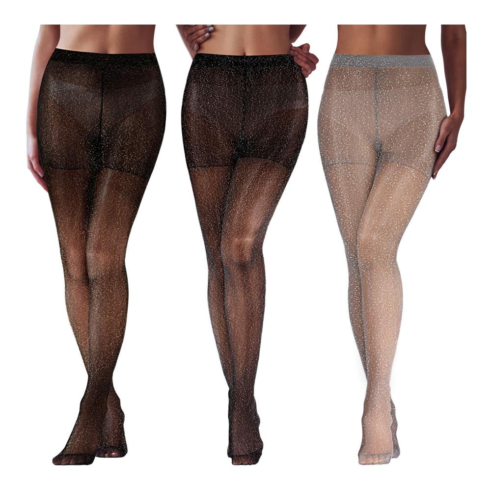 3 Paar metallic glänzende Strumpfhosen Ihr neuer Style-Glanz