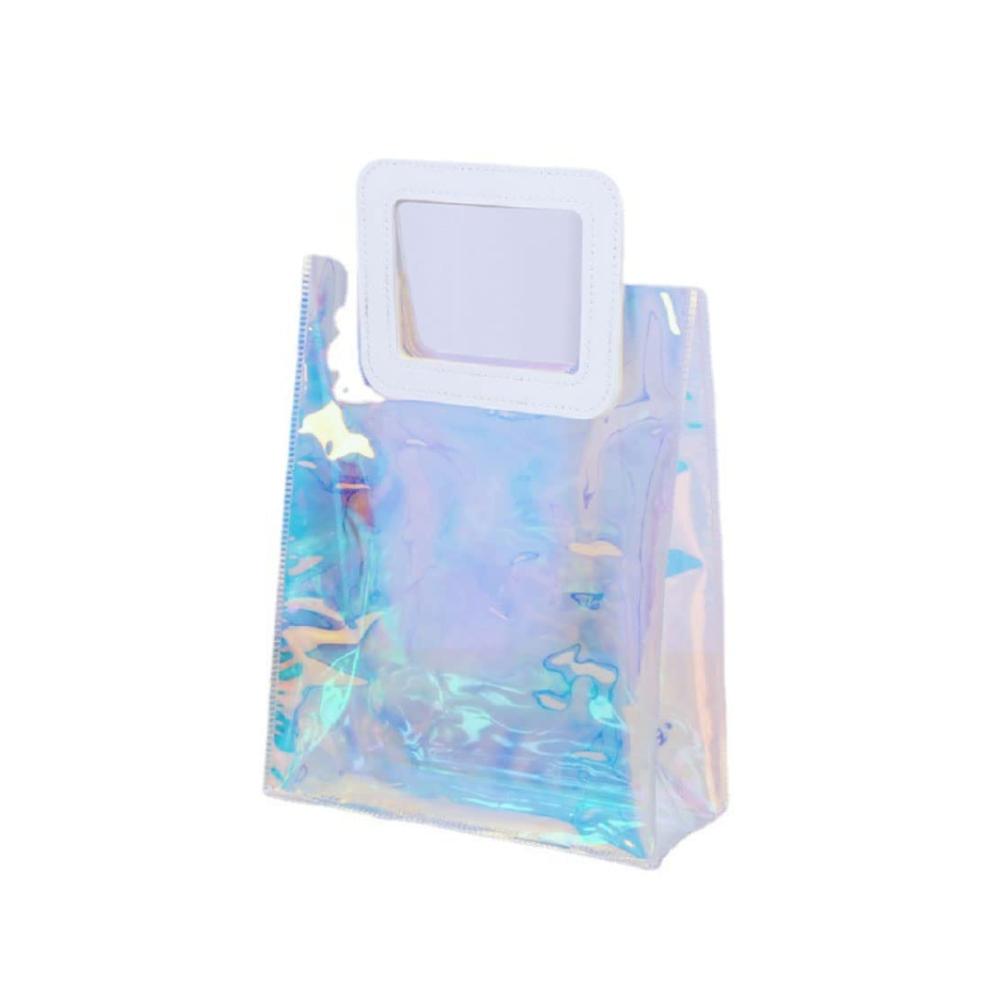 Klarer PVC Waschbeutel mit Ledergriff - Transparente Kulturtasche für Reisen Date und Fitnessstudio