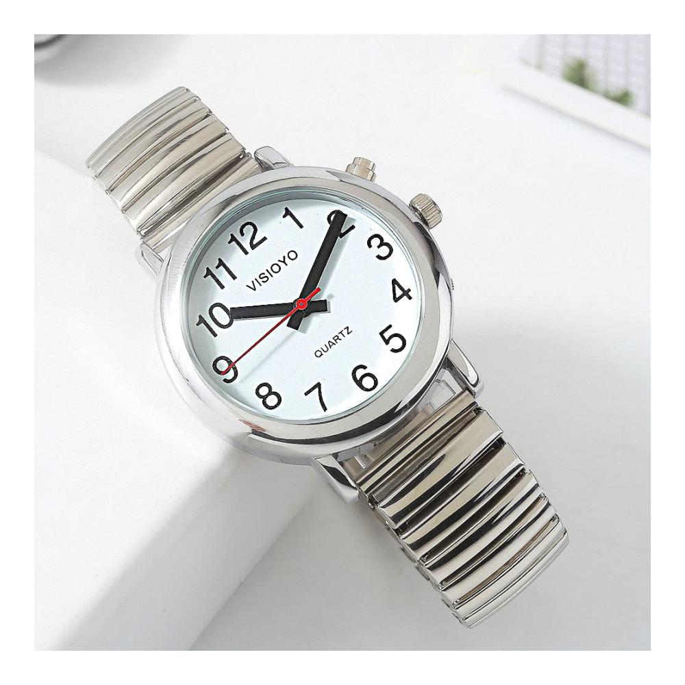 Deutsche Armbanduhr mit Alarm Datumsanzeige und weißem Zifferblatt - Elastisches Kordelzugmodell TUG-S201G
