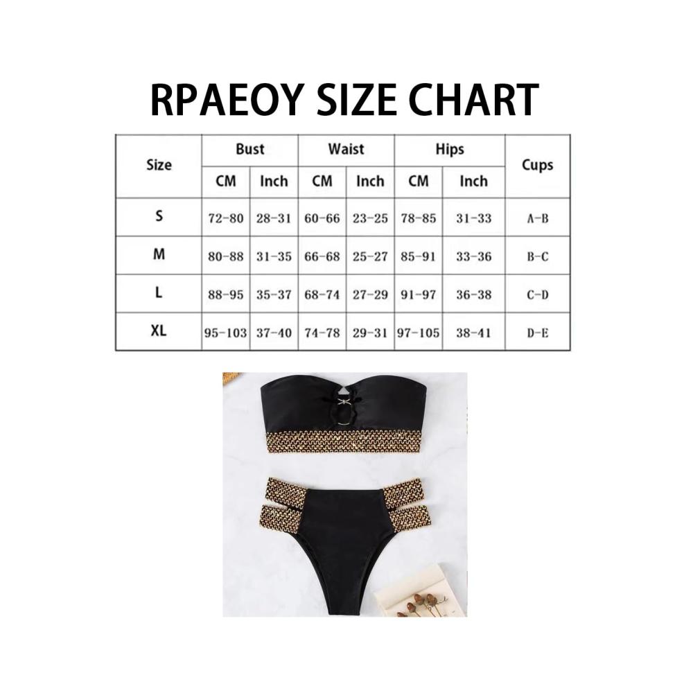 Damen Bikini-Set Trägerloser Zweiteiler mit Cut-Out Push-Up High Waist - Sexy Bademode für Damen