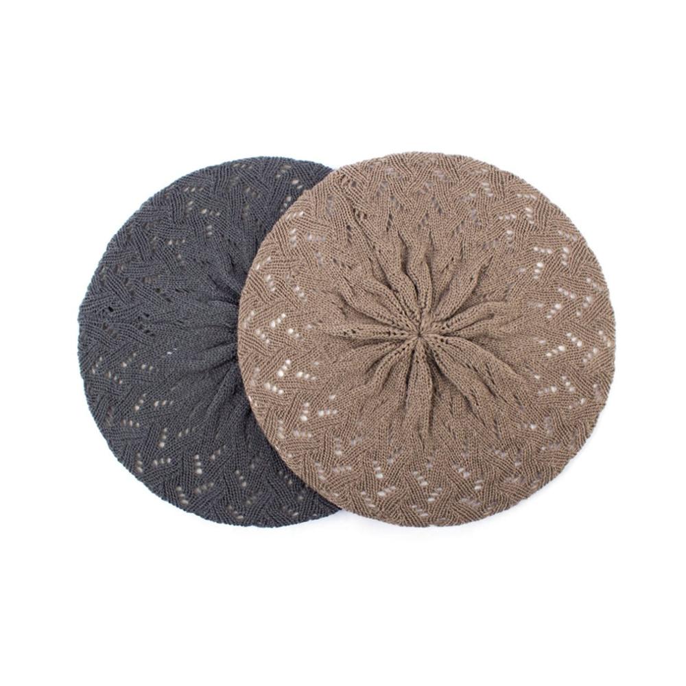 Damen Baskenmütze in Einfarbiger Strick-Optik für den Frühling - Französischer Künstlerstil lässige Acryl-Baskenmütze dünn und bequem - Perfekte Beanie für einen stilvollen Look