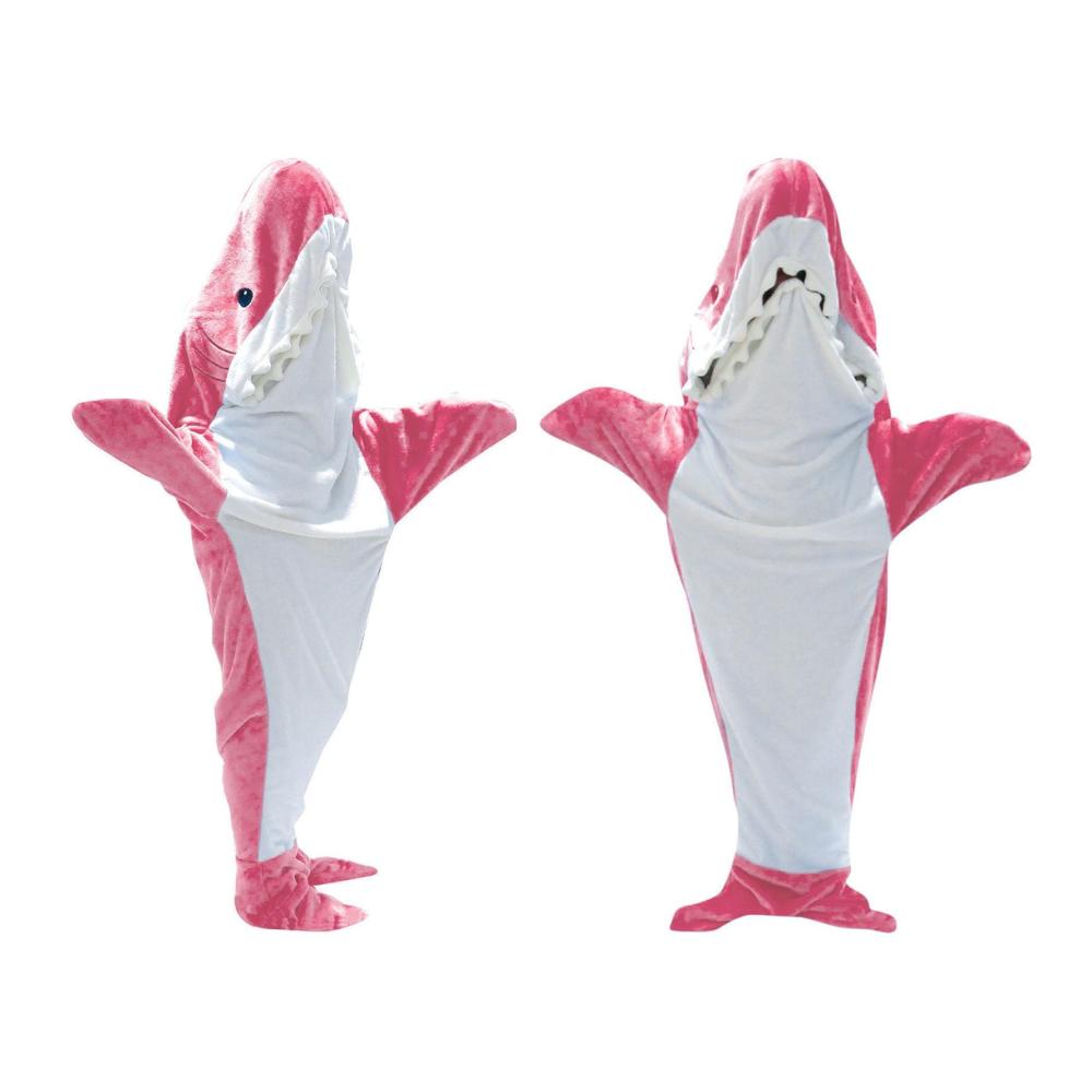 Hai Einteiler für Erwachsene Tragbare Decke mit weichem Flanell Hoodie Pyjama Schlafsack - Geschenke für Kinder Frauen und Männer