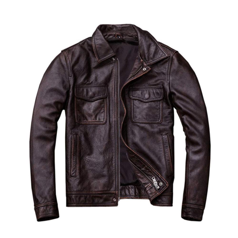 Vintage Herrenledermantel aus Rindleder in Braun für den Herbst - Größe 2XL