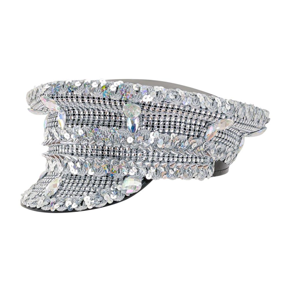 Kristallverzierte Kapitänshüte Elegante Fedora & Trilby für Braut und Musikfestivals
