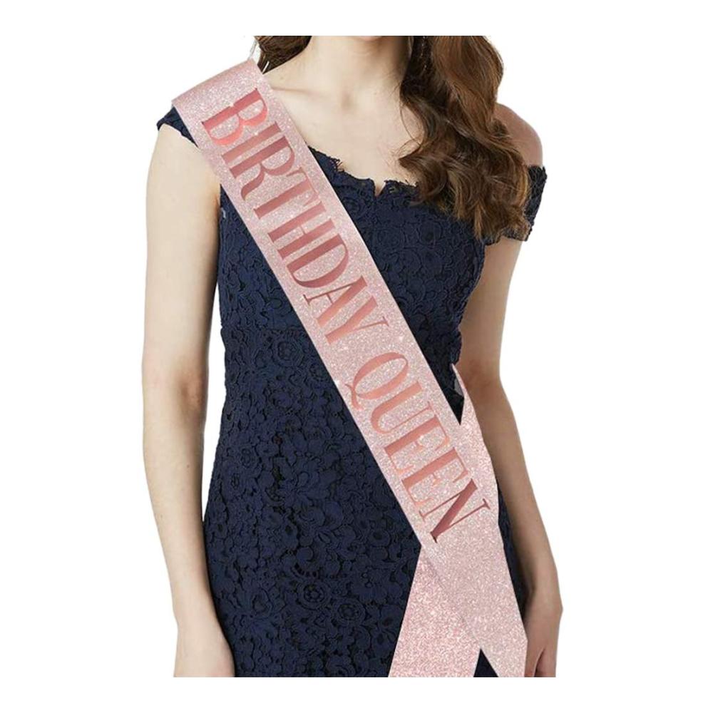 Geburtstags-Diademe Set 2 goldene Gürtel und Strass-Krone - Glänzendes Geschenk-Set für Geburtstagspartys