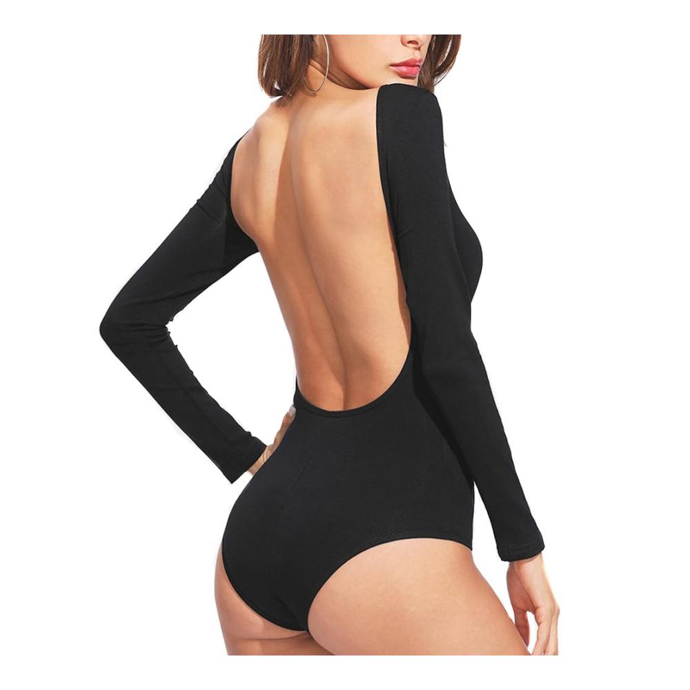 Damen Langarm Bodys - Elegant und Komfortabel Rundhals Einteiler mit Tanga - Modische Lange Ärmel Bodysuit Tanktops für Frauen