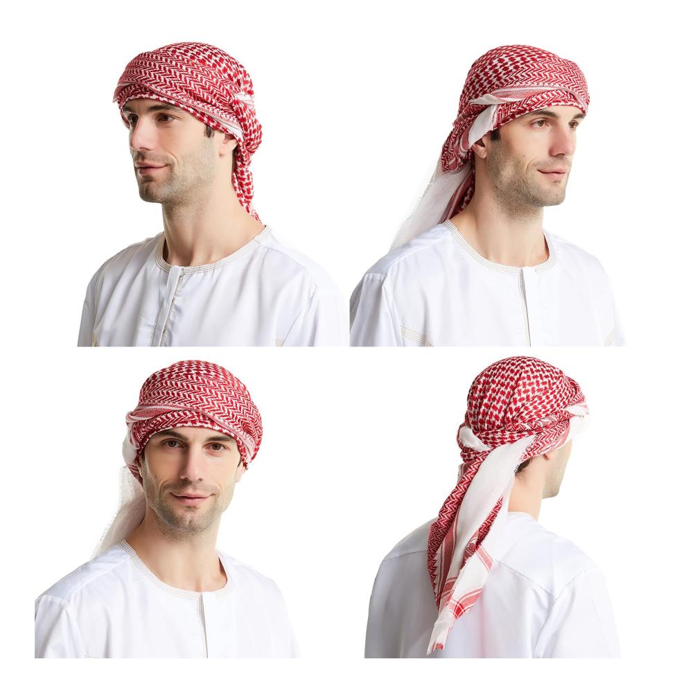 Jacquard Arabischer Schal - Religiöser Keffiyeh für Erwachsene in Geschenkbox | Outdoor Kopftuch für Männer ideal zum Radfahren | Haarschmuck Shemagh Schal für Männer und Frauen