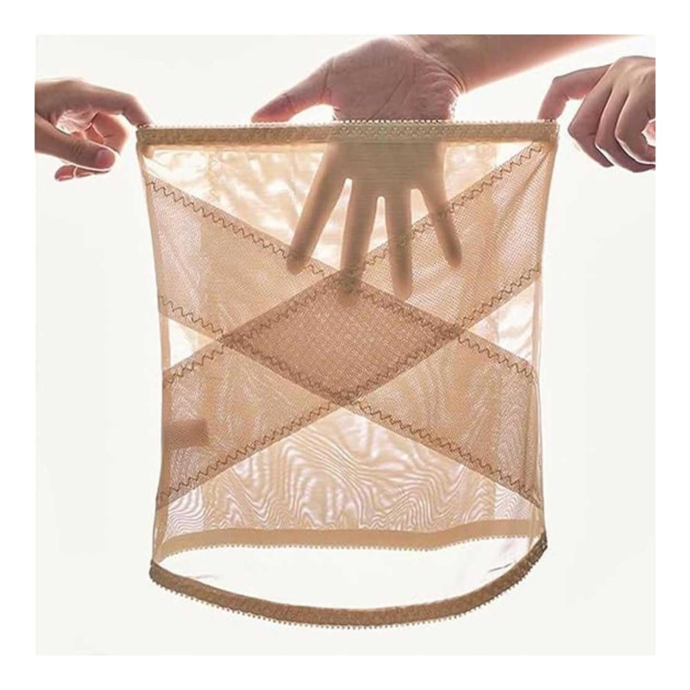 Cross Mesh Miederslip High-Waist Waist Shaper for Crossover Abdominal Control & Tummy Shaping
