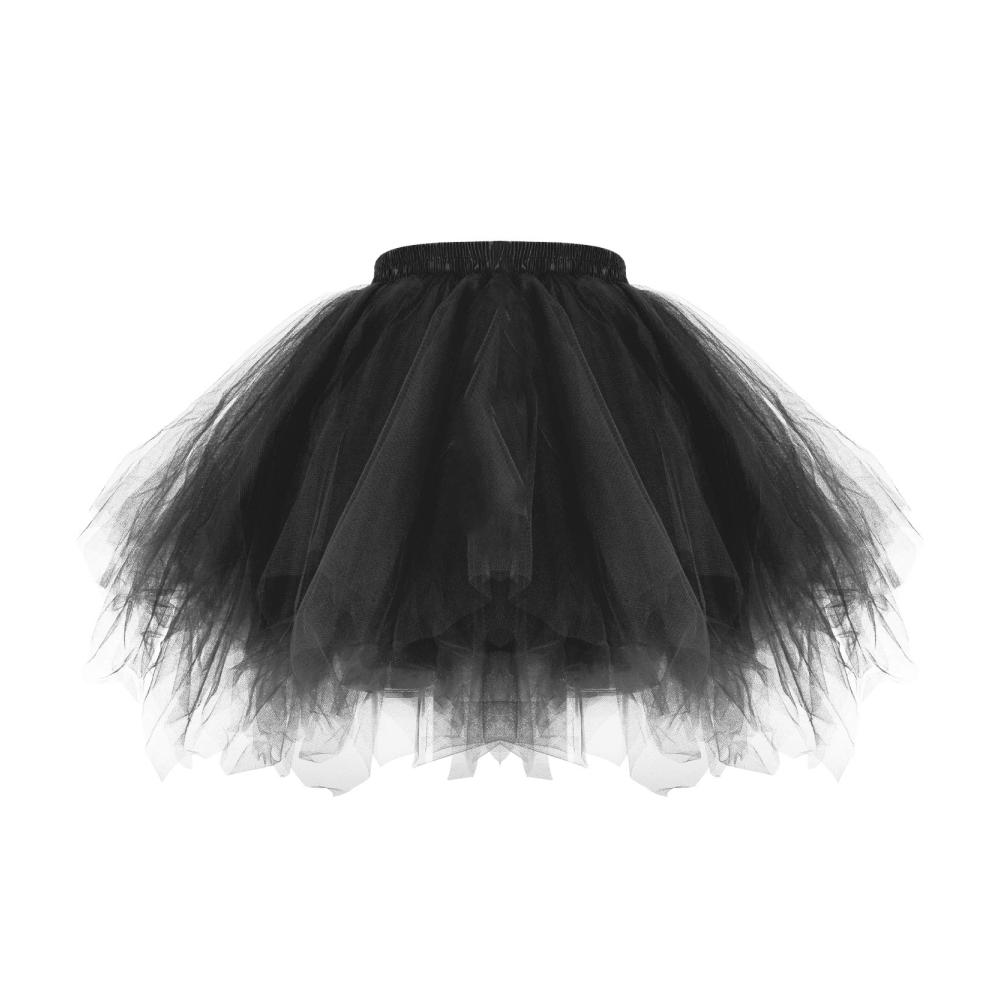 Tüll Petticoat Damen Rockabilly Unterröcke MeOkey 50er 80er Kurzer Ballett Tanzrock