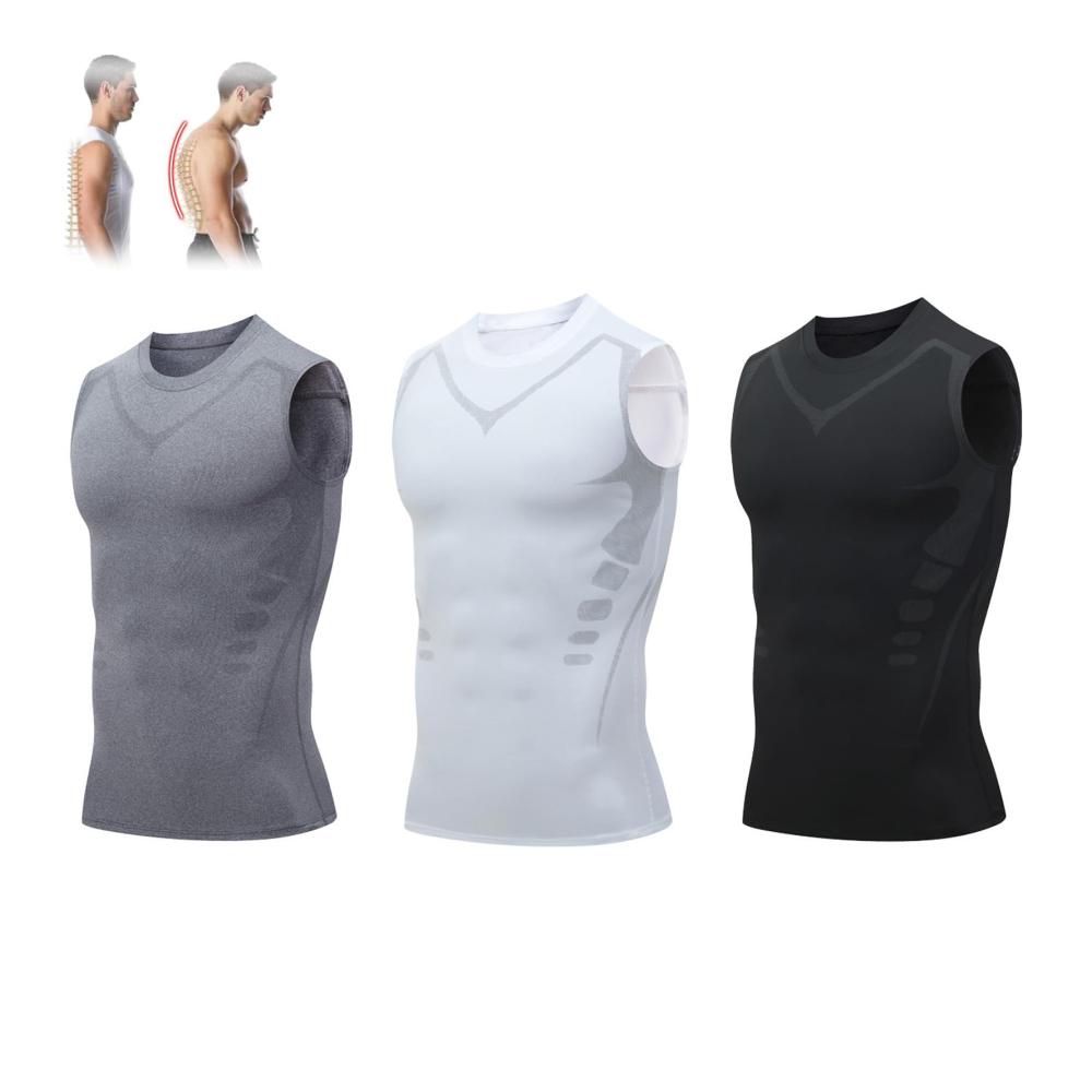 Ionic Shaping Ärmelloses Hemd für Haltungskorrektur mit Turmalin-Technologie | Rückenstützweste für Männer und Frauen | Tops Gfouk Menionic - Optimiertes Design