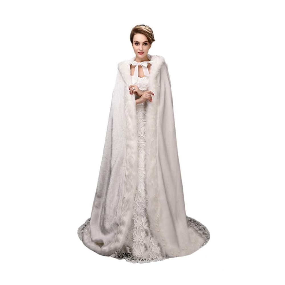 Hochzeitsmantel Damen Eleganter Umhang mit Kapuze für Winterhochzeiten - Lange Brautjacke in Stil und Komfort