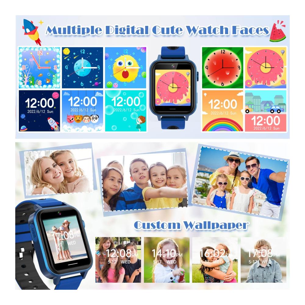 Fashion Smartwatches für Kinder - HD Touch Screen 18 Puzzle Spiele Kamera Video Musik Player - Geschenke für 3-12 Jahre Jungen und Mädchen