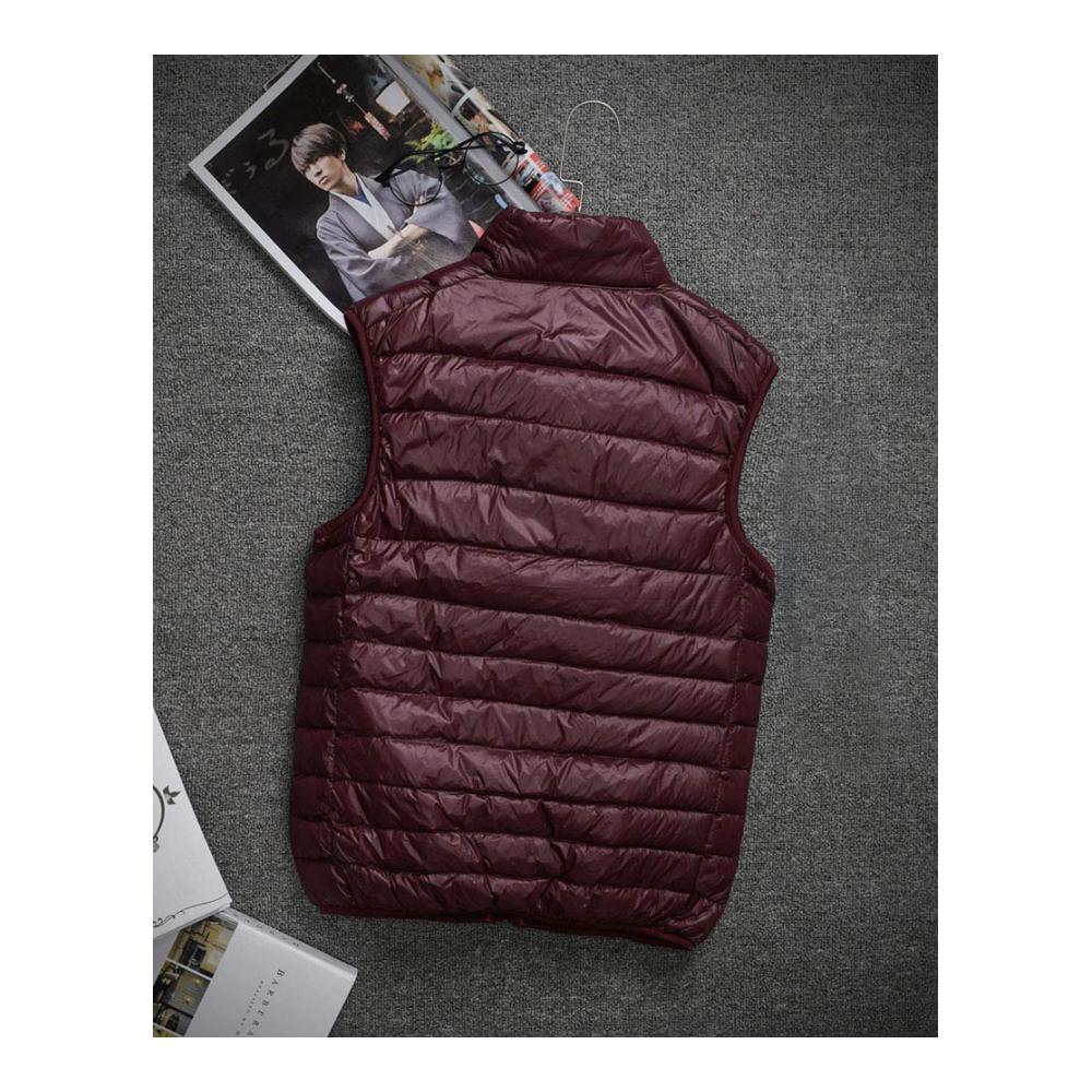 Herren Daunenweste für Winterreisen und Wandern - Leicht Packbar Gepolstert Stehkragen Sport- und Freizeit-Steppweste mit geräumigen Taschen