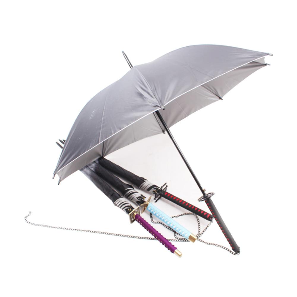 43-Zoll Stockschirm Samurai-Regenschirm mit Langem Griff Cosplay-Waffenrequisiten Sonnenschutz und Handschutz - Schwarzkleber Legierungs-Handschutz Massivholzgriff
