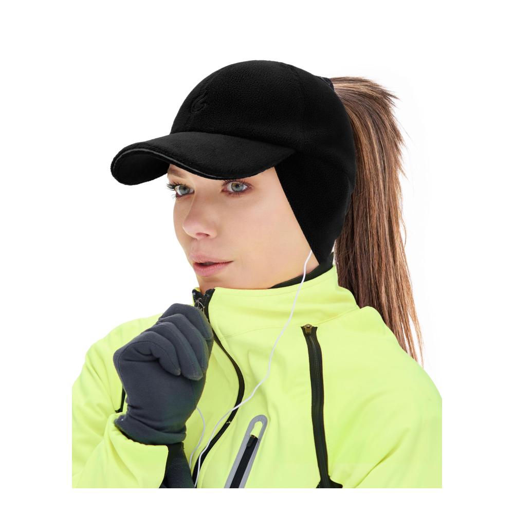 Reflektierende Damen Winter Baseball Cap mit Ohrenklappen & Pferdeschwanz-Öffnung