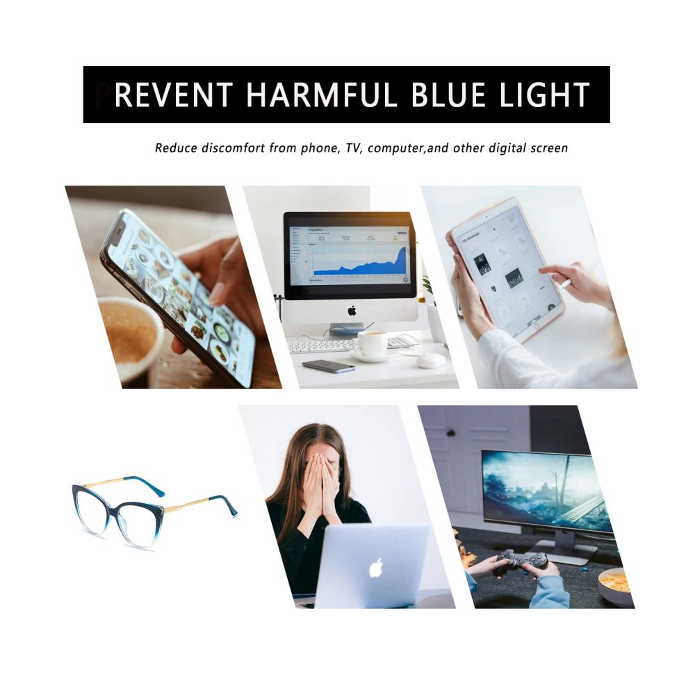 Blaulichtfilter Katzenaugen Brillengestell - Vintage Damen Brille für Anti-Müdigkeit
