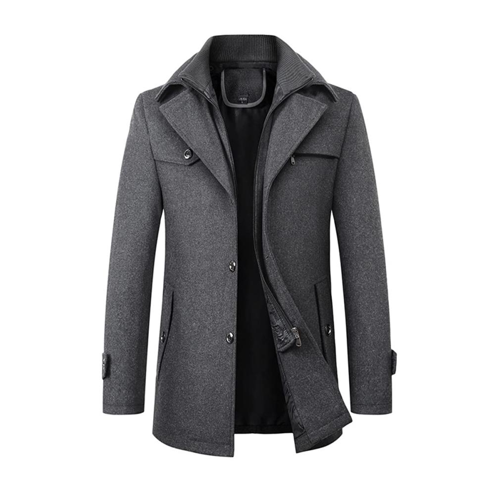 Herren Wollmischungen Mantel Zeitloser Stil Slim Fit Dicker Wollmantel für maximale Wärme - SR-Keistog Winterjacke