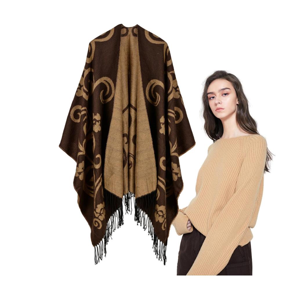 Damen Pashmina Schalwickel Doppelseitiger Wärme-Poncho ohne Pilling für stilvolle Damen | Vielseitiger Schal für Dating Zuhause Arbeit Reisen Schule & Treffen