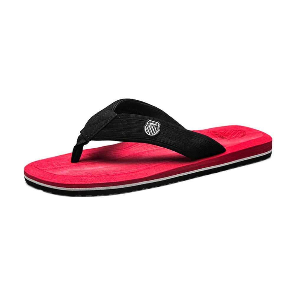 Leichte Unisex Zehentrenner - Bequeme Badelatschen für Damen und Herren in Rot (Größe 46 EU) - Rutschfeste Badeschlappen mit Weichem Tragekomfort - Sommer Flip Flops für Freizeit und Zuhause