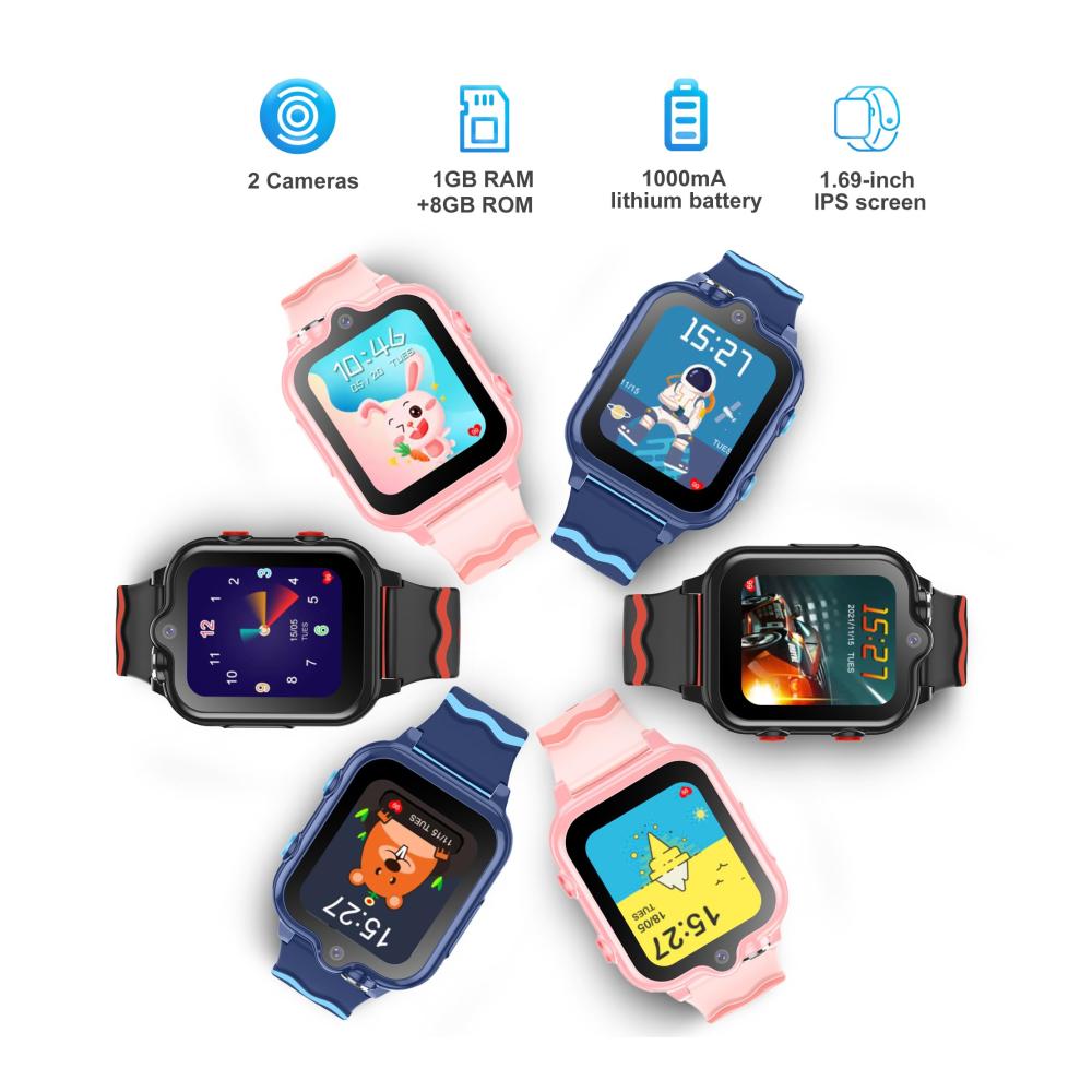 Fashion Smartwatches 4G für Kinder | GPS Telefon WiFi Videoanruf Kamera SOS | Schulmodus | Jungen und Mädchen 5–16 Jahre | Kinder Smartwatch mit umfassenden Funktionen