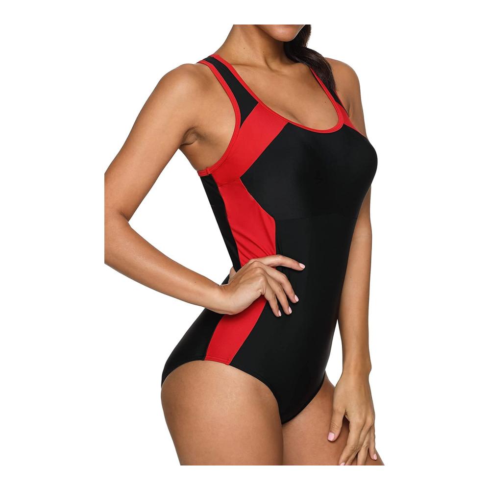 Attraco Damen Badeanzug mit Bauchweg-Effekt und Push-Up – Einteiliger Schwimmanzug für Sport und Bademode