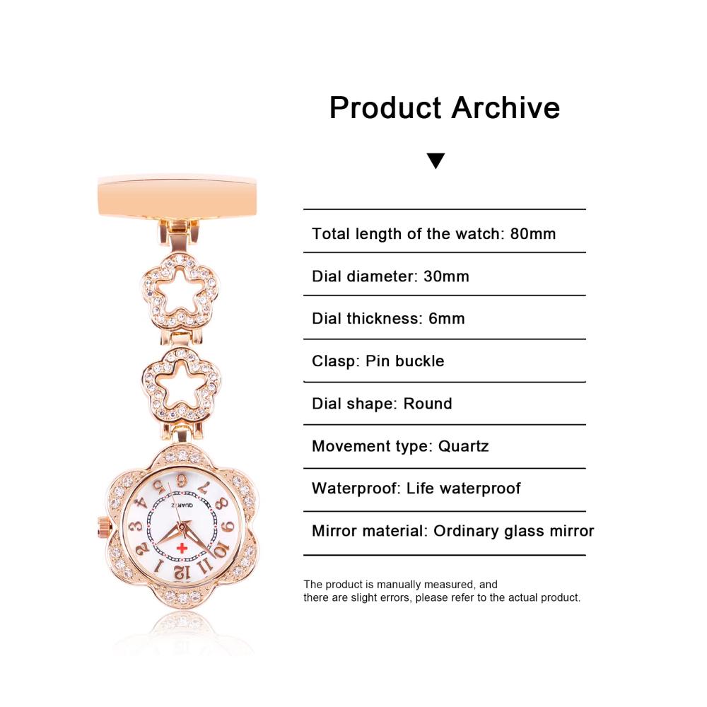 Retro Rose Gold Krankenschwester Clip-on Taschenuhr für Frauen – Stilvoll tragbare Metall Anhänger Brosche ideal für Krankenschwestern