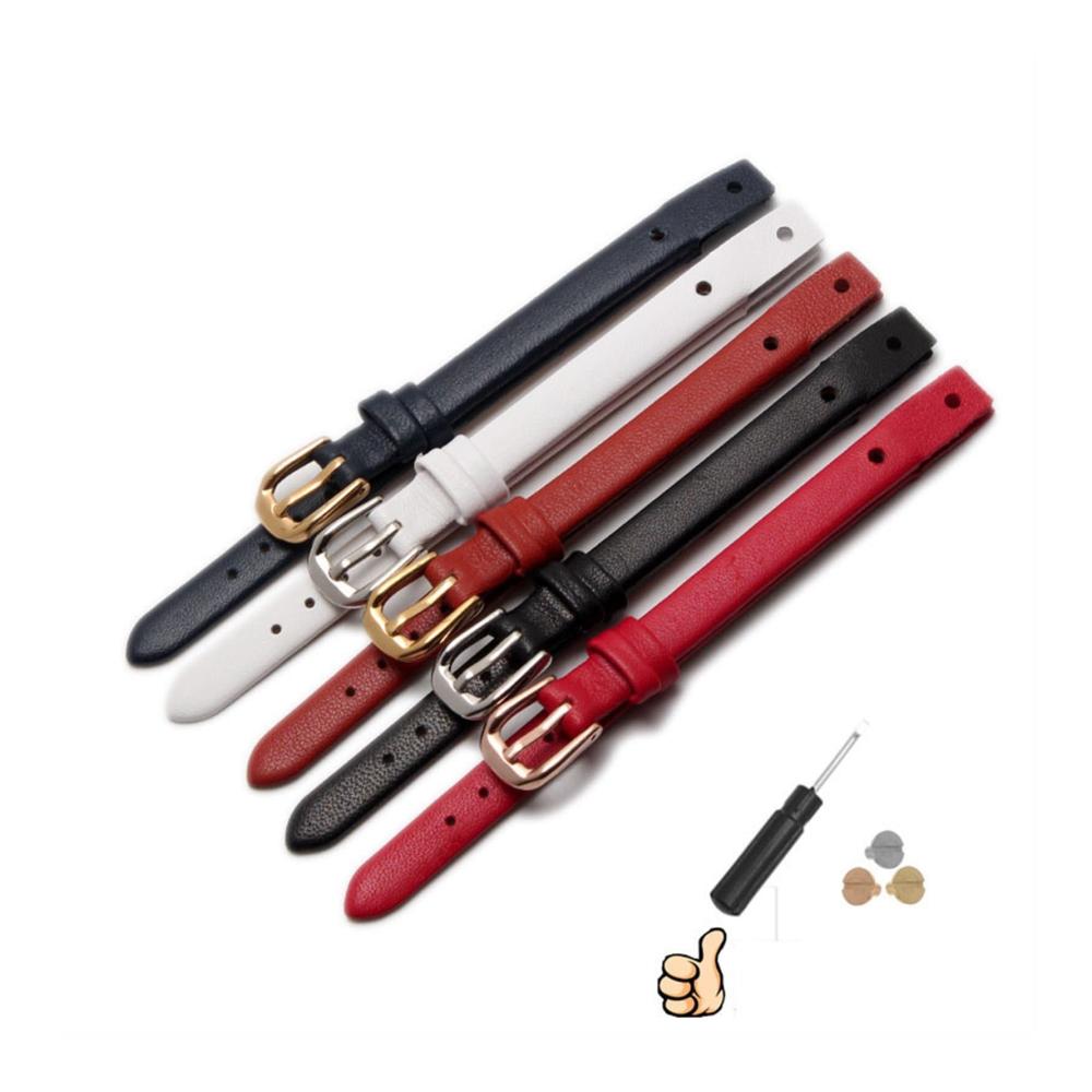 Damen Uhrenarmbänder - Hochwertiges Echtleder für Fossil ES4340 ES4119 ES4000 - Schraubverschluss - 8 mm Breite - In Rot Schwarz Blau Weiß erhältlich