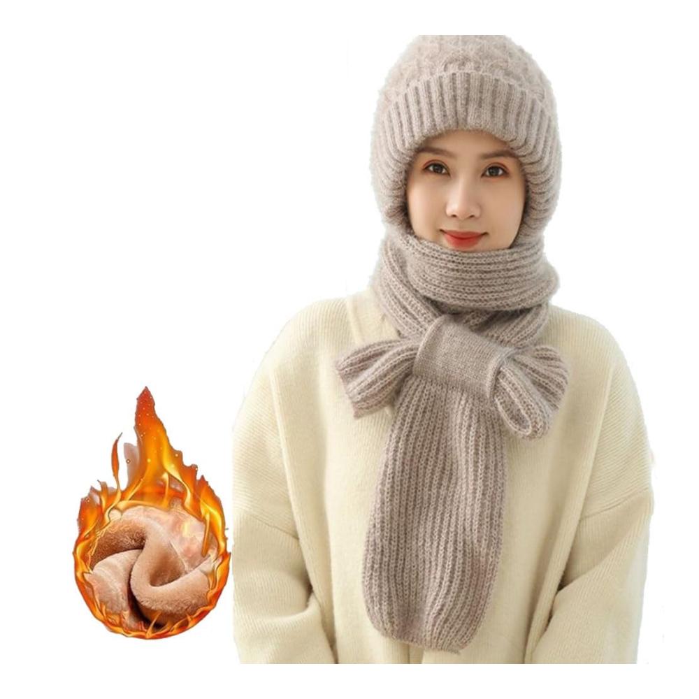 Baseball Caps mit Integriertem Gehörschutz Winddicht 2-in-1 Maskenschal Strickmütze mit Plus Samt Wintermütze mit Dicke Warme Wintermütze und Schal – Perfekte Kombination für Outdoor-Aktivitäten