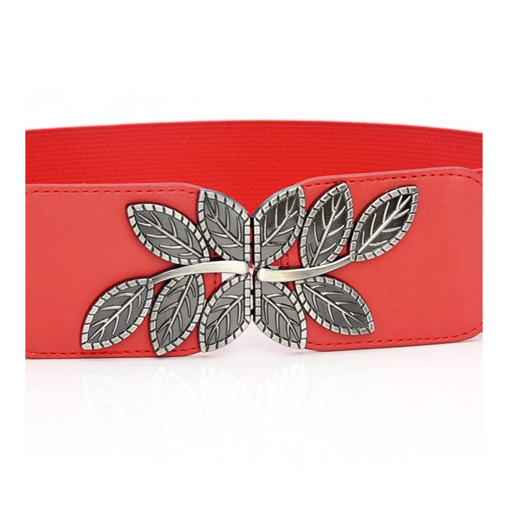 Elastischer Damen-Taillengürtel mit modischer Gürtelschnalle – Stretch Wild Fashion Gürtel für breite Bundbänder und Kleider (Rosso Einheitsgröße