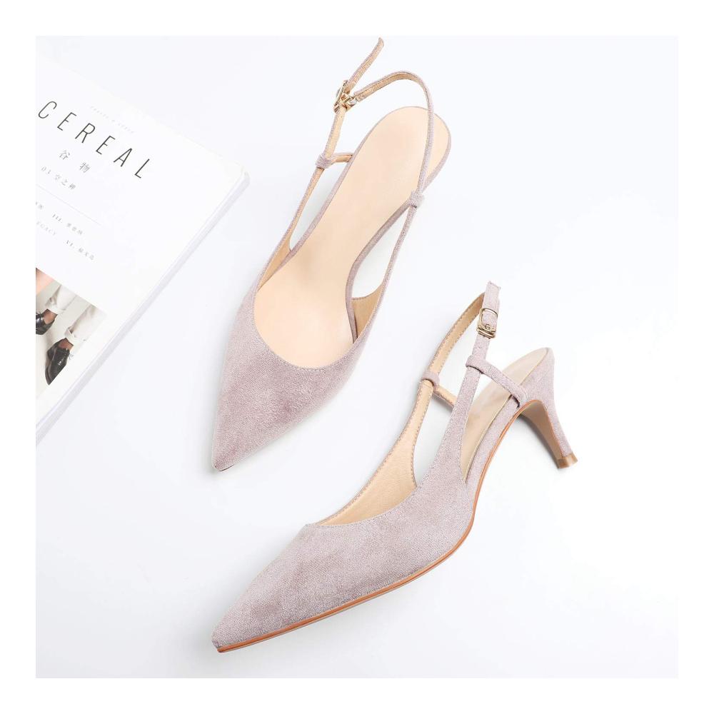 Damen Slingback Pumps mit Spitze und Kitten Heel - Abendschuhe Arbeitsschuhe Knöchelriemchen
