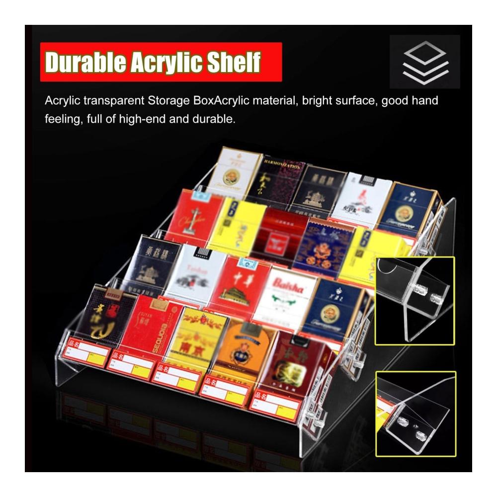 5-stufiges durchsichtiges Acryl-Zigarettenregal - Praktische Arbeitsplatten-Vitrine und Schrank-Organizer für Zigaretten Blunts Wraps Zigarren und kleine Einzelhandelsgegenstände