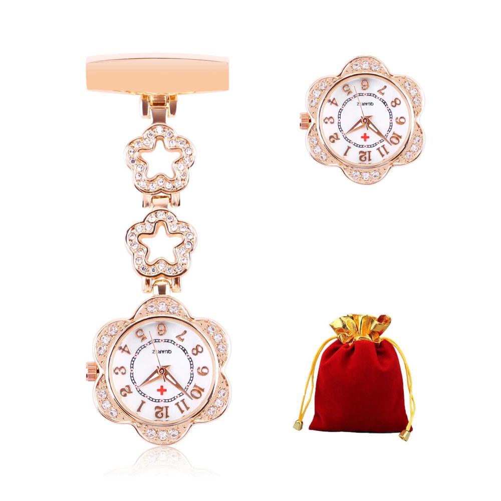 Retro Rose Gold Krankenschwester Clip-on Taschenuhr für Frauen – Stilvoll tragbare Metall Anhänger Brosche ideal für Krankenschwestern