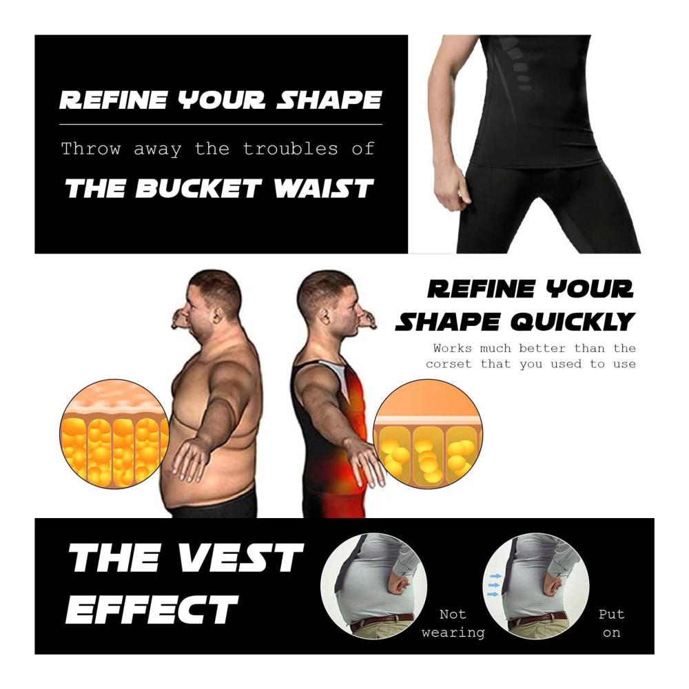 Ionic Shaping Vest 2023 - Advanced Body Shaper for Men | Energxcell Sleeveless Slimming Shirt (Black L