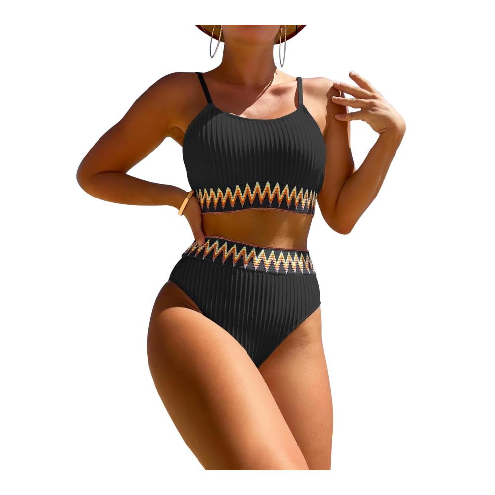 Bikini-Sets TOEECY Damen Bademode mit Push-Up-Effekt High Waist und Druckmuster - Zweiteiliger Schwimmanzug für einen sexy Look