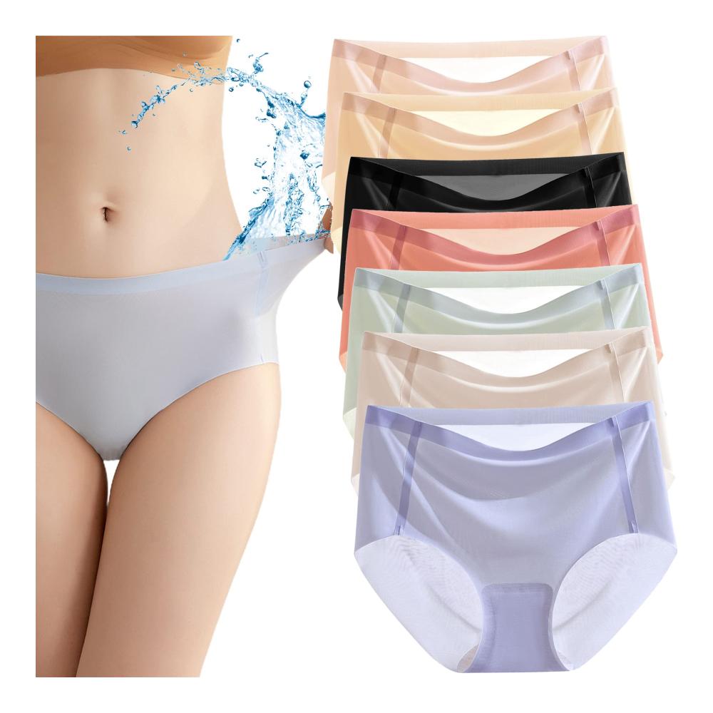 Lyoveu Damen Seamless Ice Silk Unterwäsche - Ultra-Dünn Unmarkiert Atmungsaktiv - Panties & Hipsters mit Mittlerer Taille