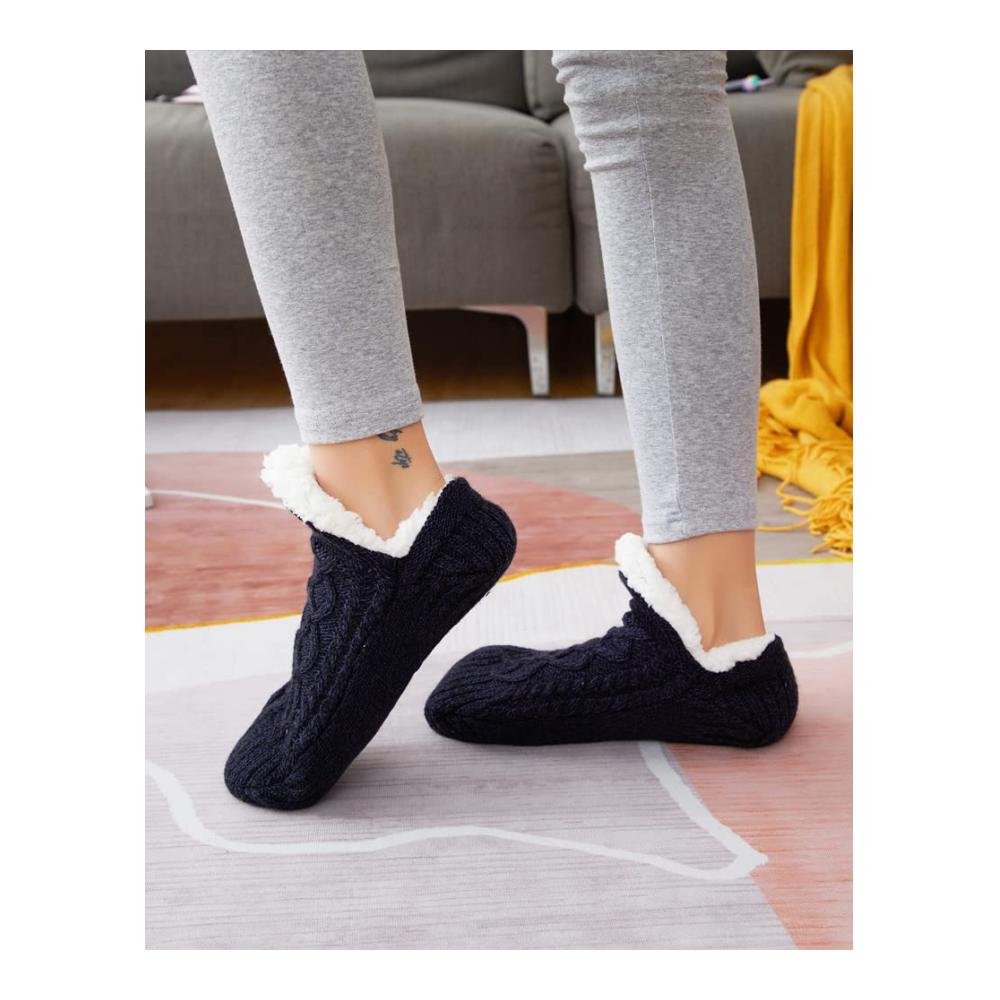 Flauschige Stopper-Socken mit Greifern für Damen – Rutschfeste Hausschuhe & Thermosocken für Zuhause