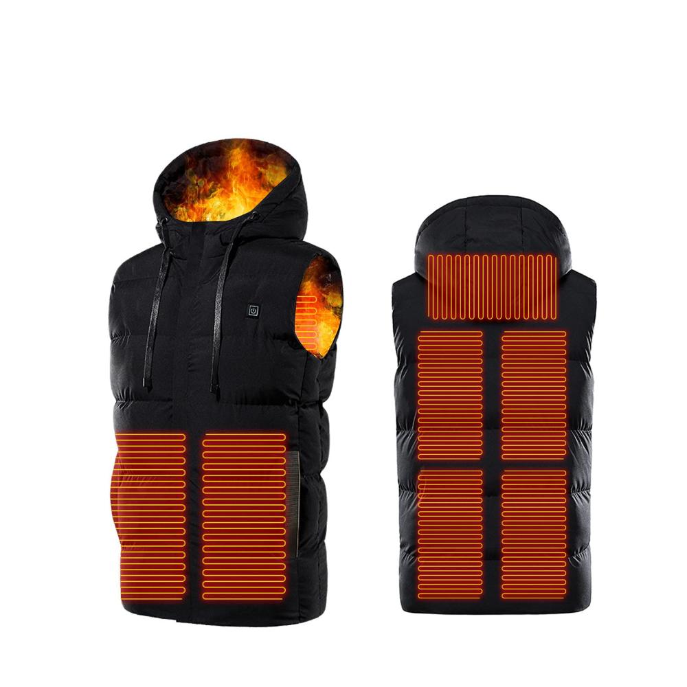 Beheizbare Softshell-Weste für Herren Wasserdicht Winddicht & Warm | Elektrische Heizung 9 Zonen Kapuze | Winterjacke für Ski & Outdoor
