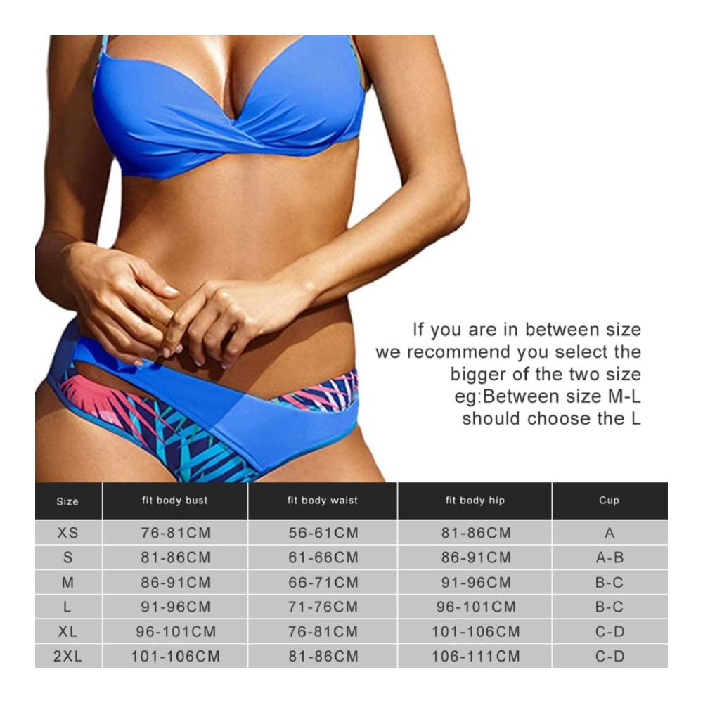 Damen Bikini Set Push Up V-Ausschnitt Oberteil Farbblock Neckholder Bikini mit Ties-up Niedrige Taille Bikinihose - Zweiteiliger Strandbikini von Joligiao Bademode