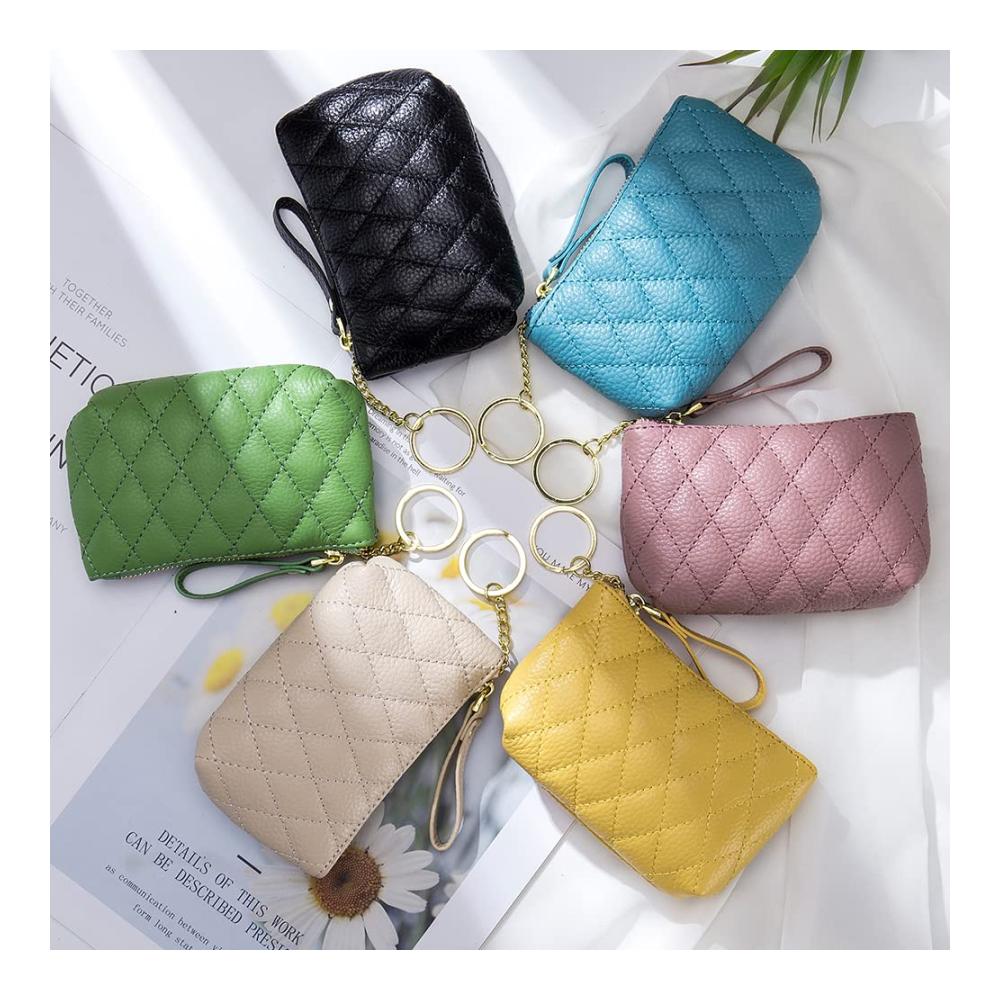 Damen Geldbörse aus weichem Echtleder mit Reißverschluss - Multifunktionale Clutch in Pink für Karten Münzen und Schlüssel