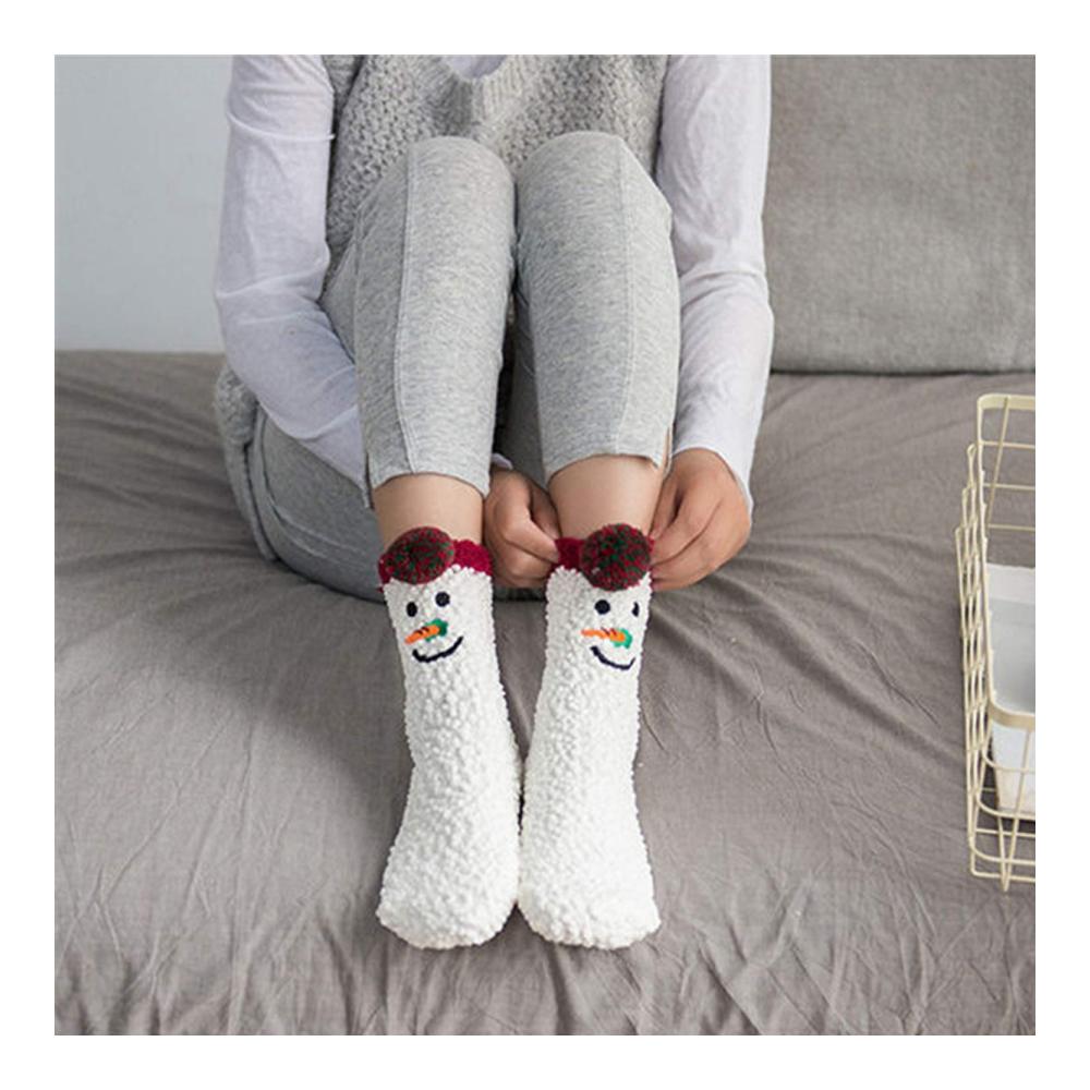 Damen Stoppersocken Set 3 Paar Kuschelsocken mit Weihnachtsmotiven - Weihnachtsmann Schneeflocke Weihnachtsbaum | Korallenvlies-Wintersocken für maximale Wärme und Gemütlichkeit