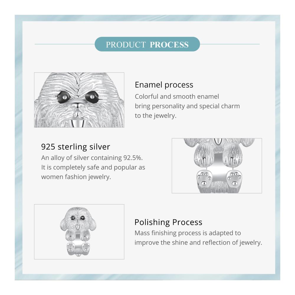 925 Sterling Silber Bead Charms Teddy Hund & Welpen für Pandora Armband - Schöne Accessoires für Frauen