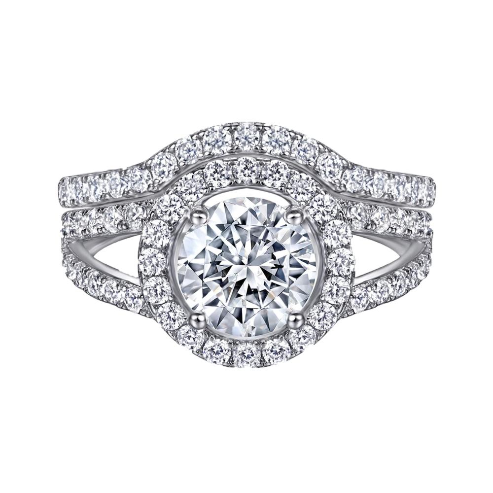 925 Sterling Silber Ringe Set Verlobungsringe Ehering Sets für Damen - Silber 5er Ring Set