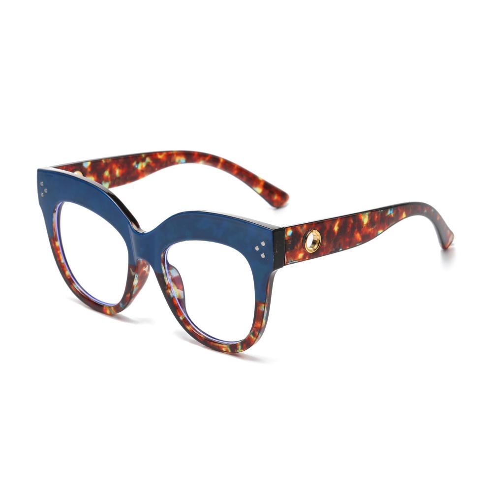 Vintage Blaulichtfilter Katzenaugen Damen Retro Brille - Große PC Gaming Brille ohne Stärke