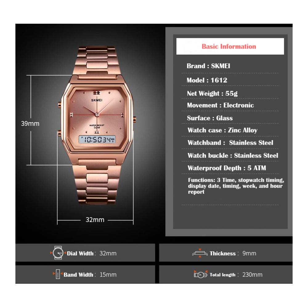 Digitale Herren Armbanduhr ROSEBEAR - Luxuriöser Chronograph mit Doppelanzeige wasserdicht bis 50m - LED Digitaluhr mit Leuchtanzeige