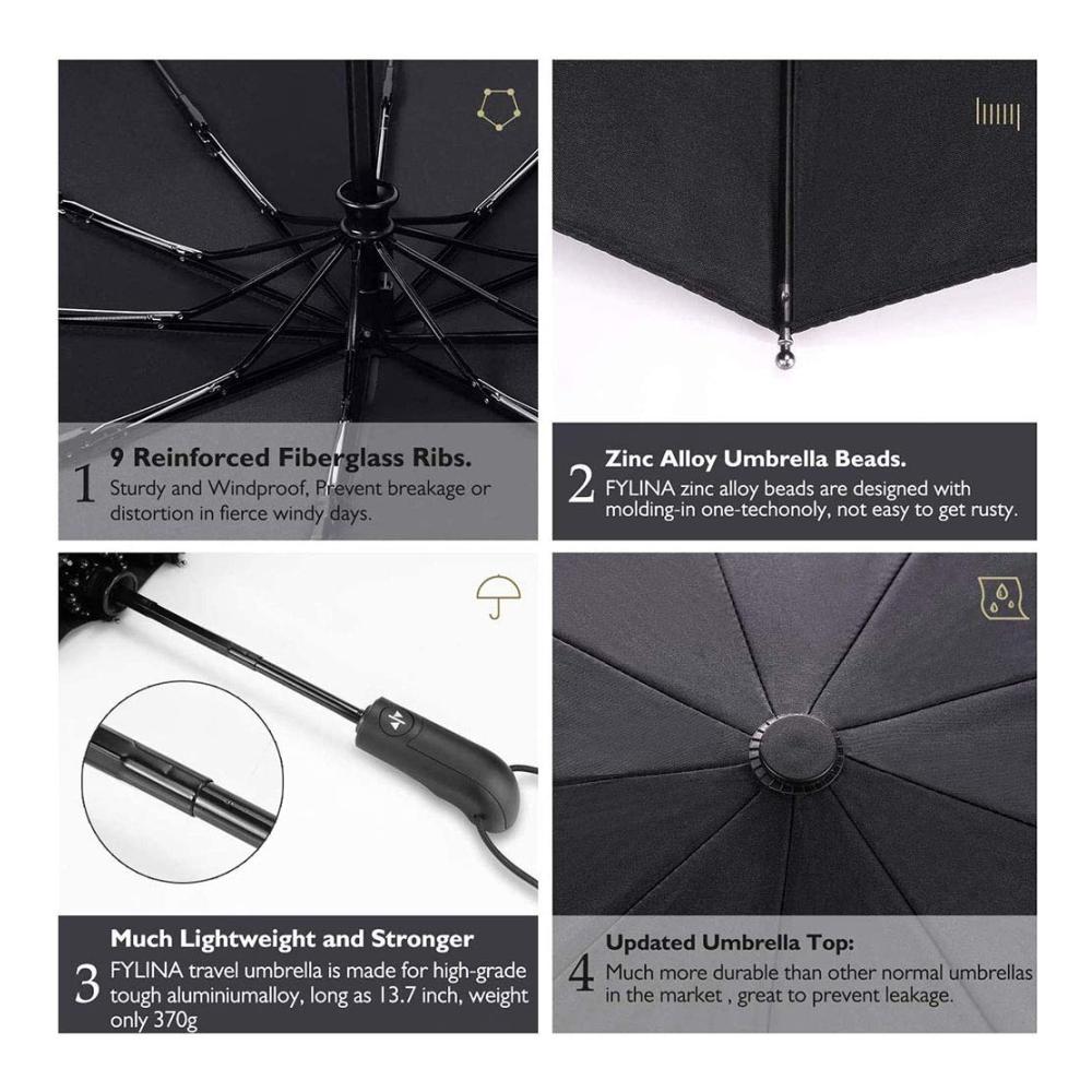 Automatischer Winddichter Taschenschirm mit 10 Knochen Klappschirm Leicht und Kompakt – Ideal für Unterwegs