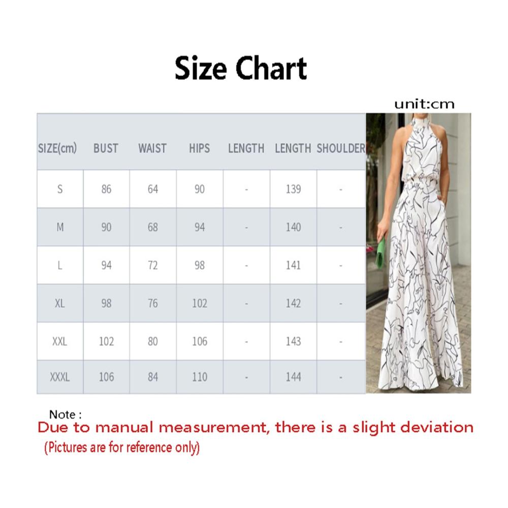 Damen Jumpsuit Ärmellos Sexy & Elegant | Hohe Taille Bedruckte Hosen Weites Bein | Mode-Set für Frauen