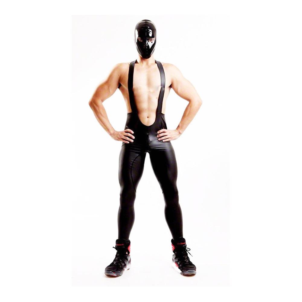 Latex-Ammoniak Siamese Lederhose für Männer – Nachtclub Bühnenkostüm mit Schlinge Weste Gurt und DS-Elementen